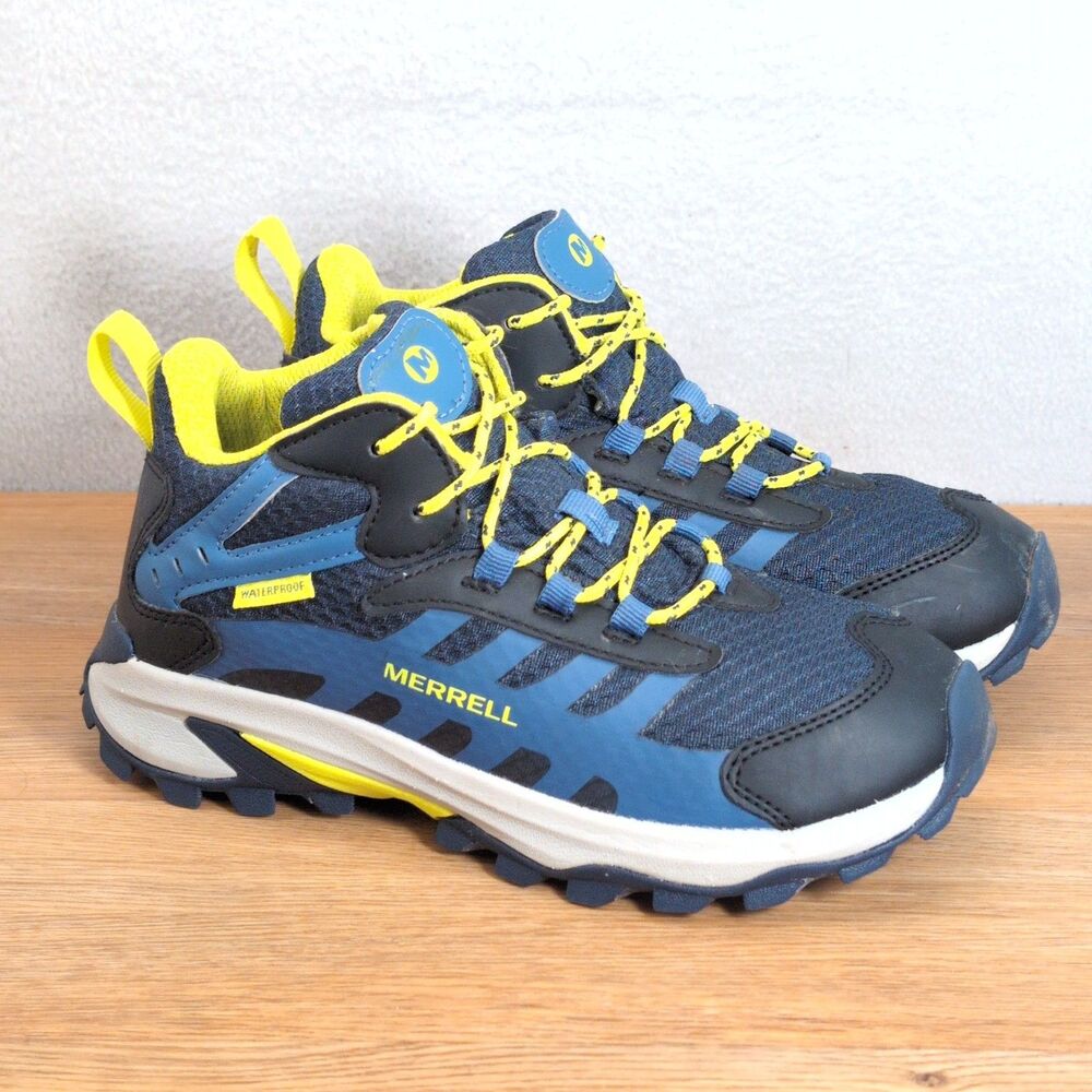 Merrell Moab Speed 2 Mid Kids' 3 EU 34 Waterproof Hiking Boots Blue Outdoor